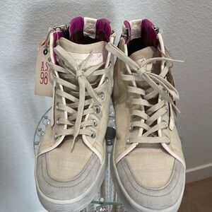 A.S.98 Women's Cream and Gray High-Top Sneakers